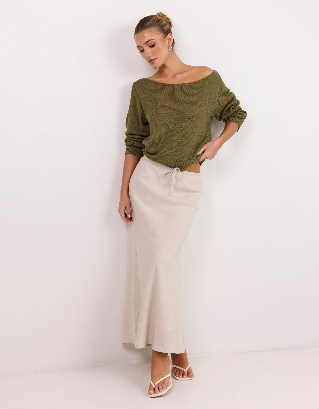Eventide Boat Neck Long Sleeve Jumper - Sage