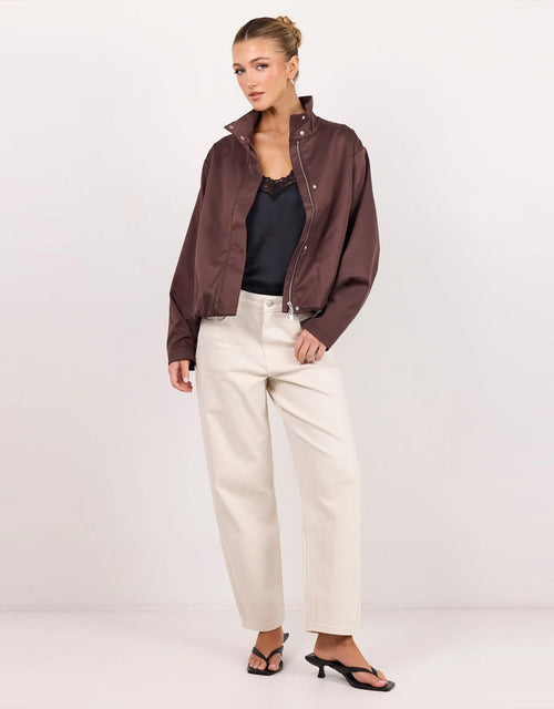 Landscape Funnel Neck Track Jacket - Chocolate