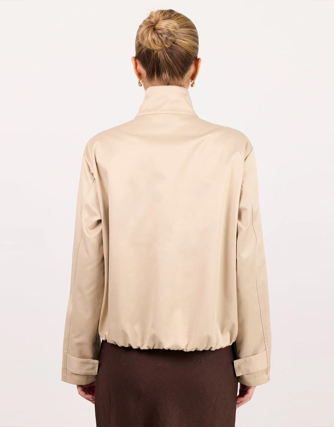 Landscape Funnel Neck Track Jacket - Taupe