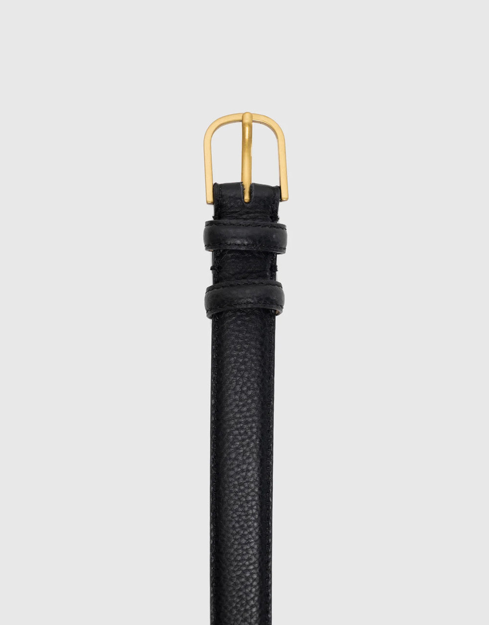 Luna Matte Leather Gold Buckle Belt - Black