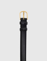 Luna Matte Leather Gold Buckle Belt - Black