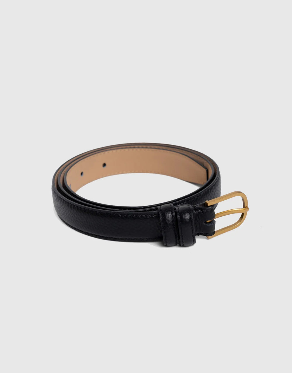 Luna Matte Leather Gold Buckle Belt - Black