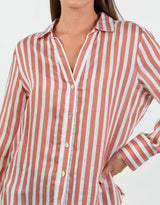 Narrative Semi Sheer Long Sleeve Shirt - Ochre Stripe