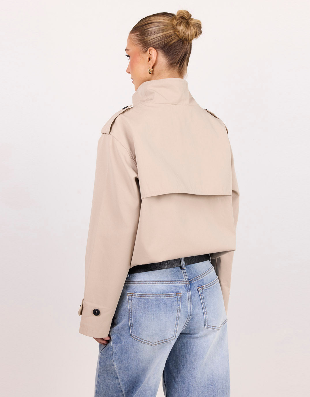 Squad Funnel Neck Trench Jacket - Taupe