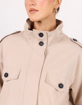 Squad Funnel Neck Trench Jacket - Taupe