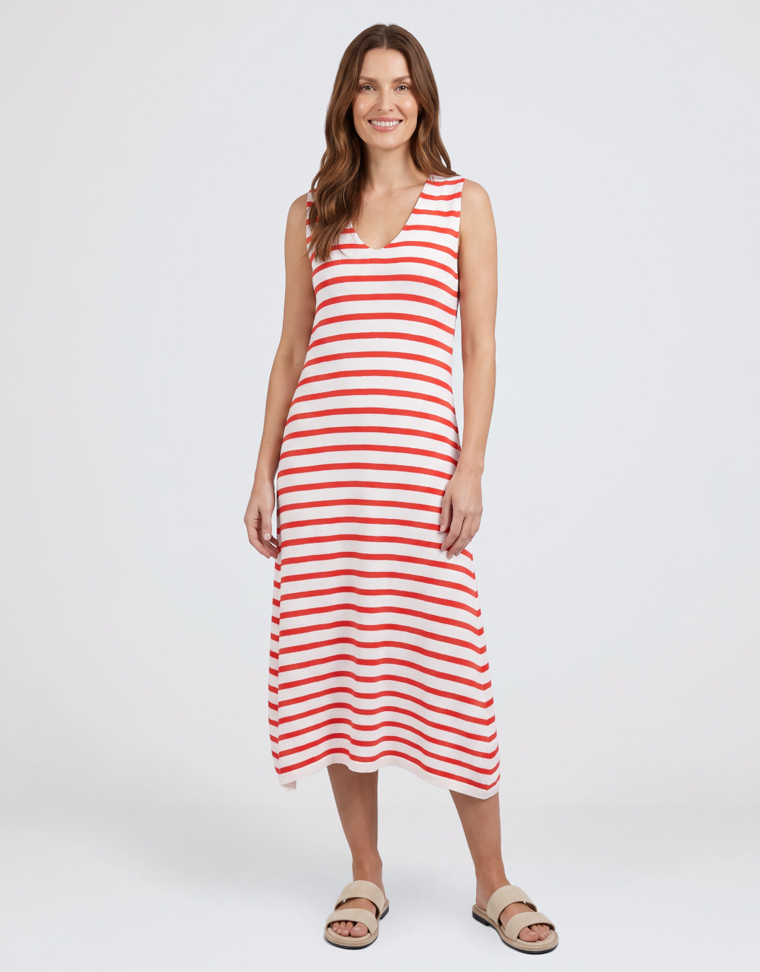 Aspen Stripe Dress - Red