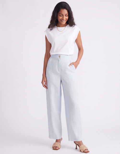 Barrel Leg Linen Pant - Chambray