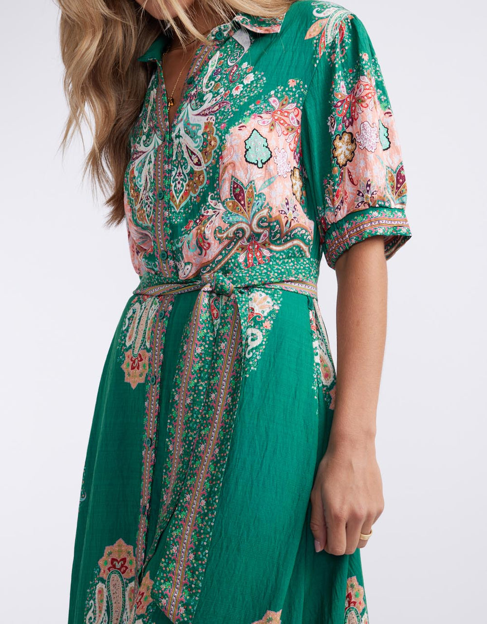 beautiful-stories-shirt-midi-dress-green-print-womens-clothing