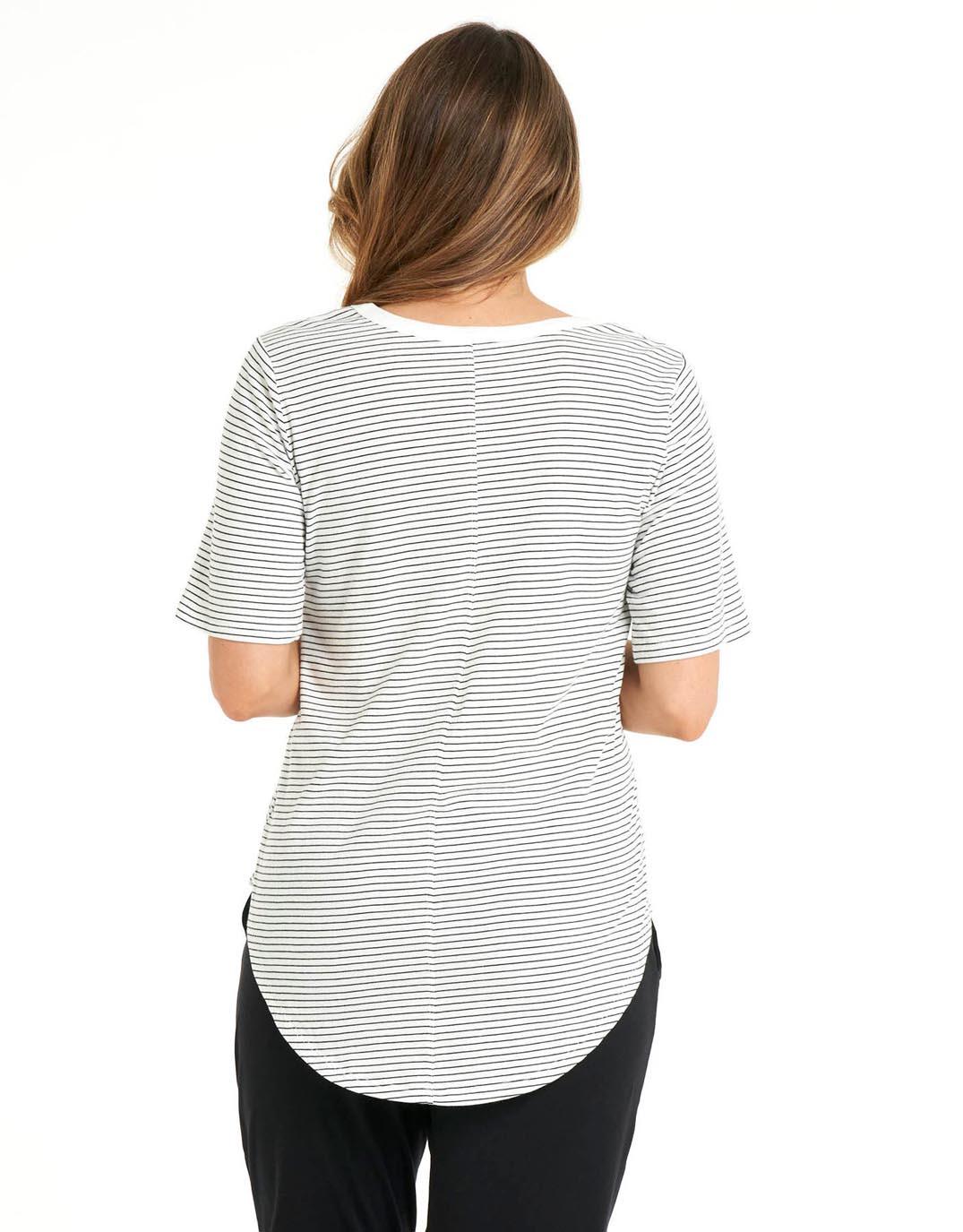 Betty Basics - Ariana Tee - White/Black Stripe - White & Co Living Tops