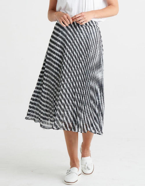 Betty Basics - Chanel Pleated Skirt - Black Abstract - White & Co Living Skirts