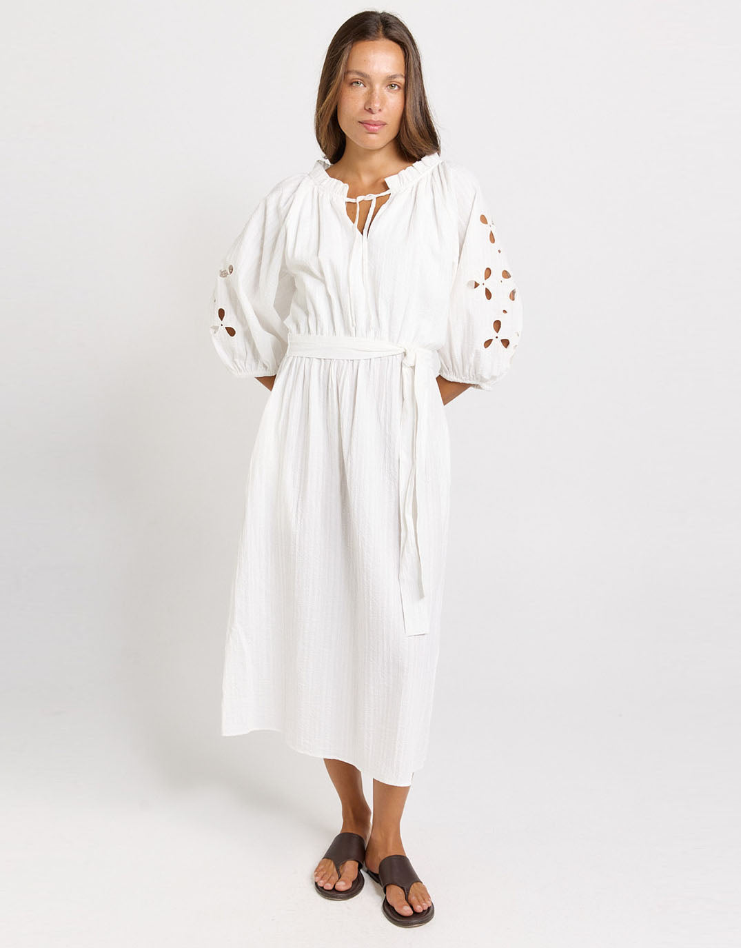 Daisy Broderie Dress - White