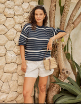 Dylan Knit Tee - Navy/White Stripe