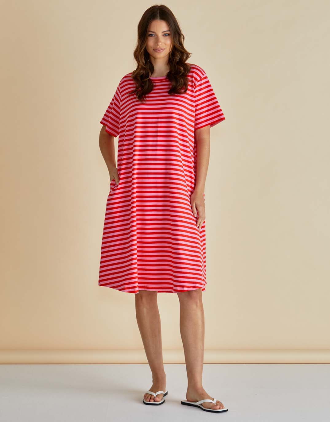 betty-basics-eloise-t-shirt-dress-pink-red-stripe-womens-clothing