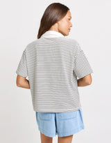 Freddy Polo Top - White/Navy Stripe