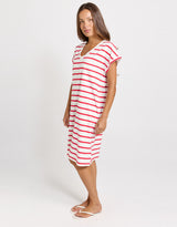 Zena T-Shirt Dress  - Red/White Stripe