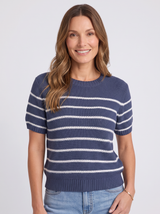 Blair Stripe Short Sleeve Knit - Navy