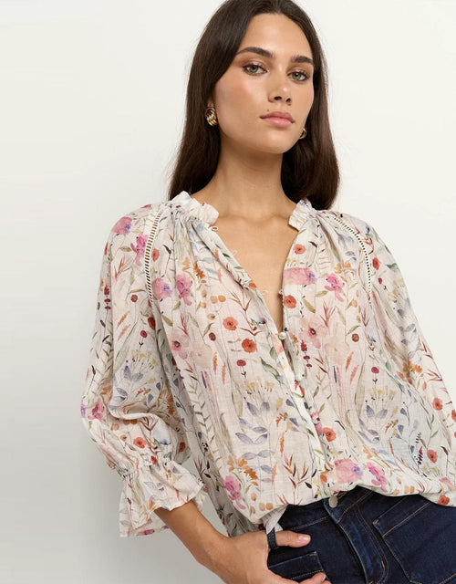 by-rosa-encounter-gathered-button-front-top-cream-floral-womens-clothing