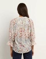 by-rosa-encounter-gathered-button-front-top-cream-floral-womens-clothing