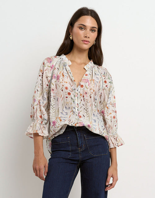 by-rosa-encounter-gathered-button-front-top-cream-floral-womens-clothing