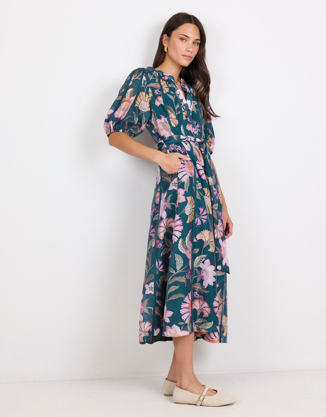 by-rosa-intuition-scarf-print-puff-sleeve-maxi-shirt-dress-petrol-womens-clothing