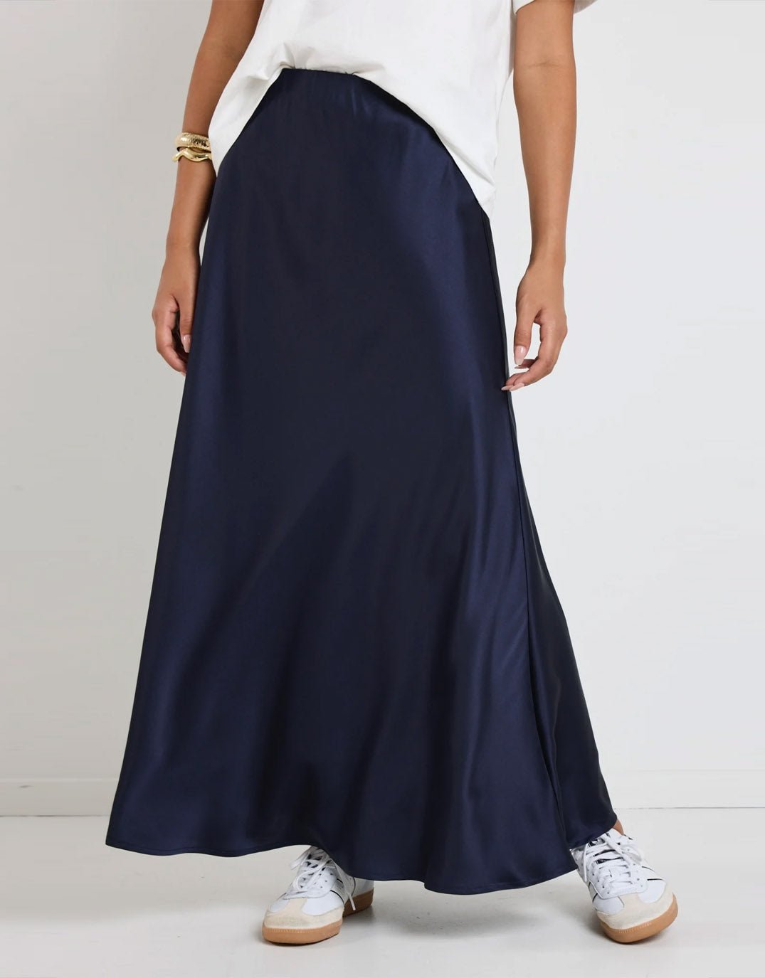 Buy Preserve Floaty Satin Bias Maxi Skirt Navy By Rosa for Sale