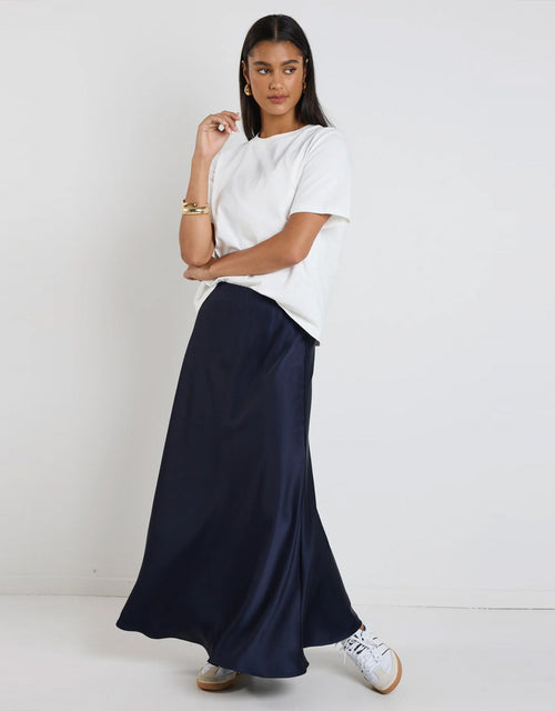 by-rosa-preserve-floaty-satin-bias-maxi-skirt-navy-womens-clothing