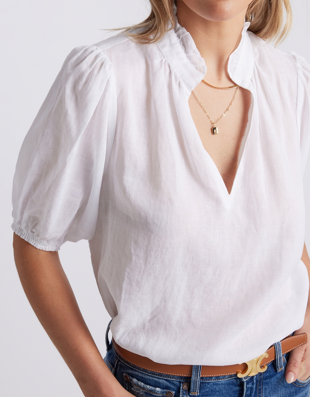 Camden Ruffle Blouse - White