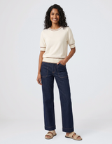 Contrast Trim Knit Top - Cream/Caramel