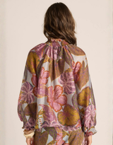 Daria Shirred Blouse - Leaf Print