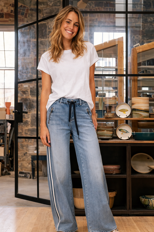 Glam Track - Navy Stripe Jean