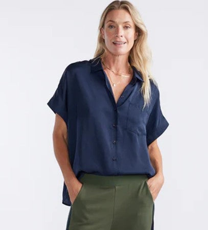 Effortless Drape Shirt - Dark Navy