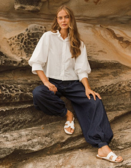 Iria Cropped Cotton Shirt - White