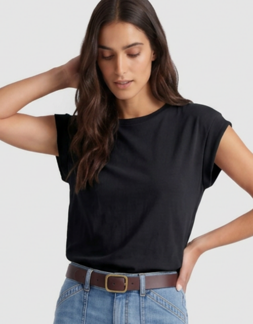 The Edit Cap Sleeve Tank - Black