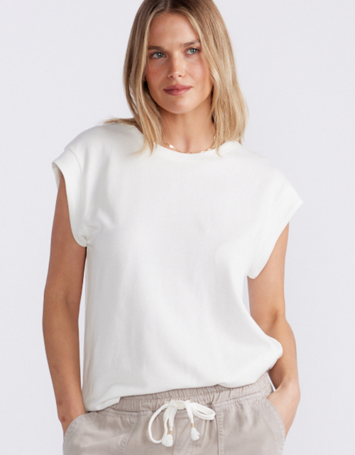 The Edit Cap Sleeve Tank - White