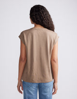 The Edit Cap Sleeve Tank - Chocolate