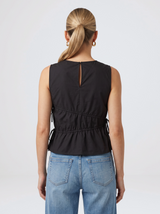Elin Gathered Tie Top - Black