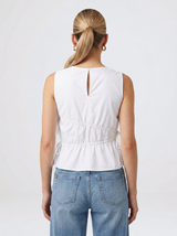 Elin Gathered Tie Top - White