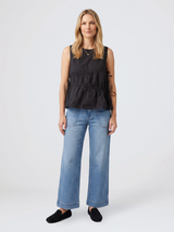 Elin Gathered Tie Top - Black