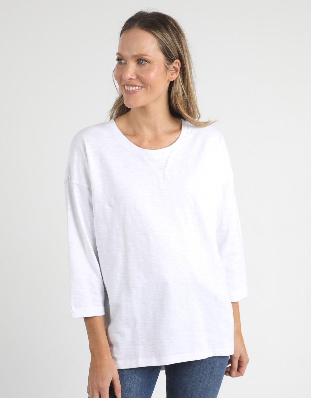 elm-annie-quarter-sleeve-tee-white-womens-clothing