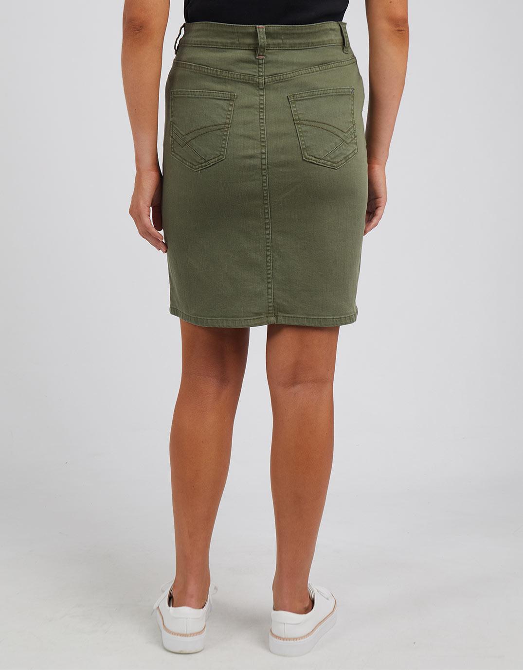 White & Co. | Elm Clothing | Belle Denim Skirt - Washed Khaki | Denim Skirts Australia