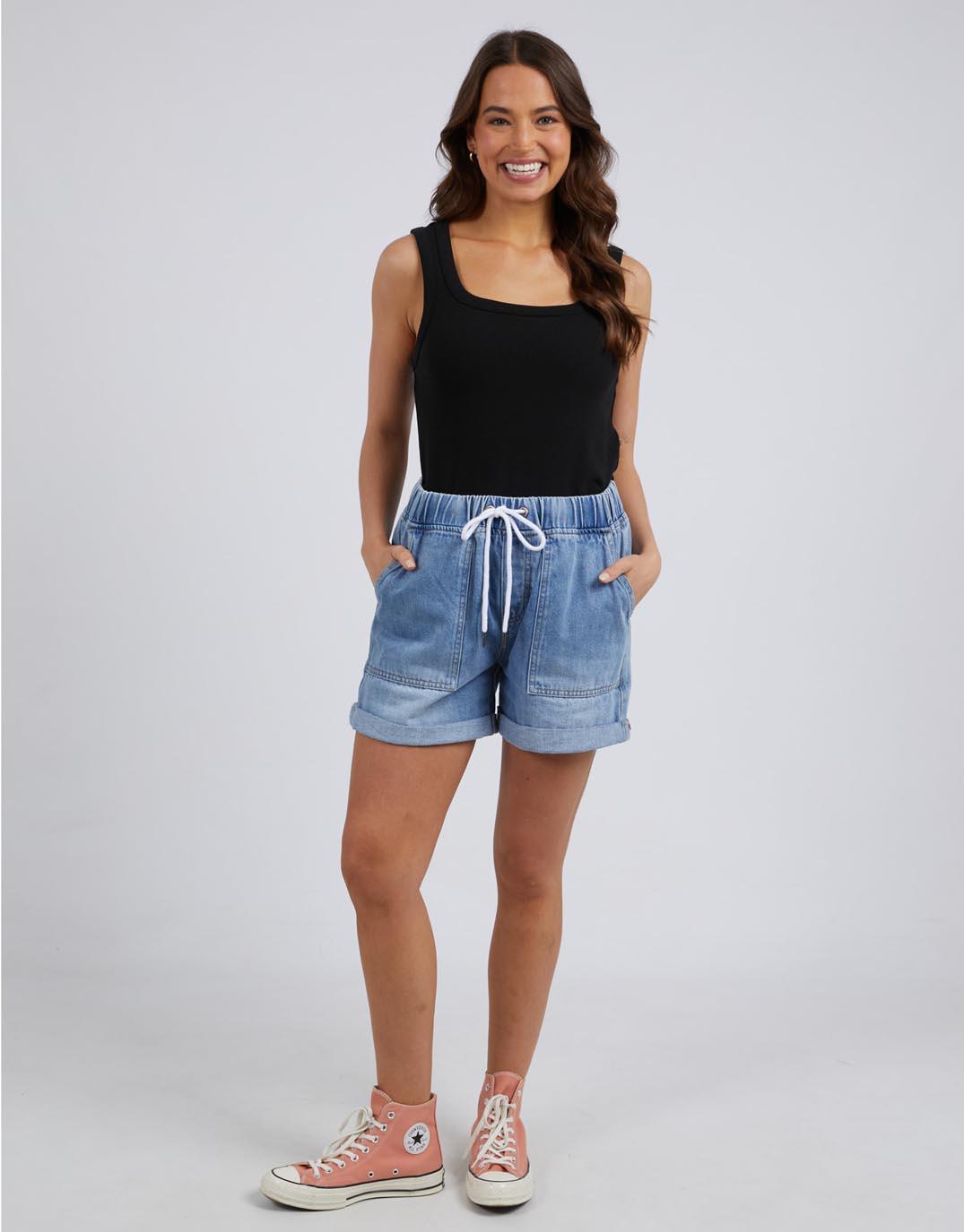 Emma Beige Denim Relaxed Shorts