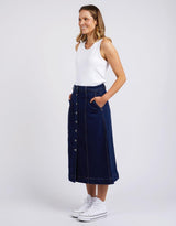 Elm - Florence Button Through Skirt - Dark Sapphire - White & Co Living Skirts