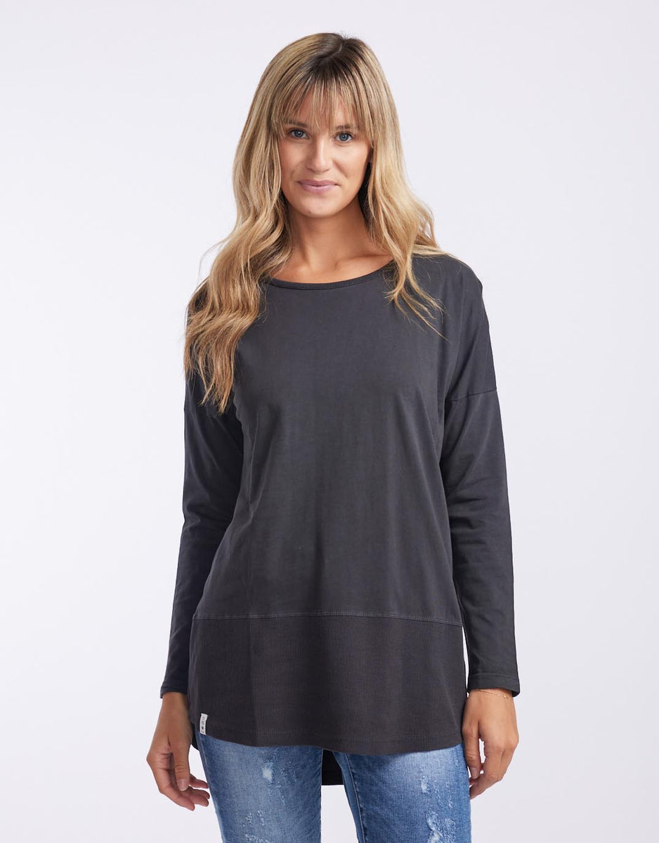 Buy Fundamental Long Sleeve Rib Tee - Washed Black Elm for Sale Online ...