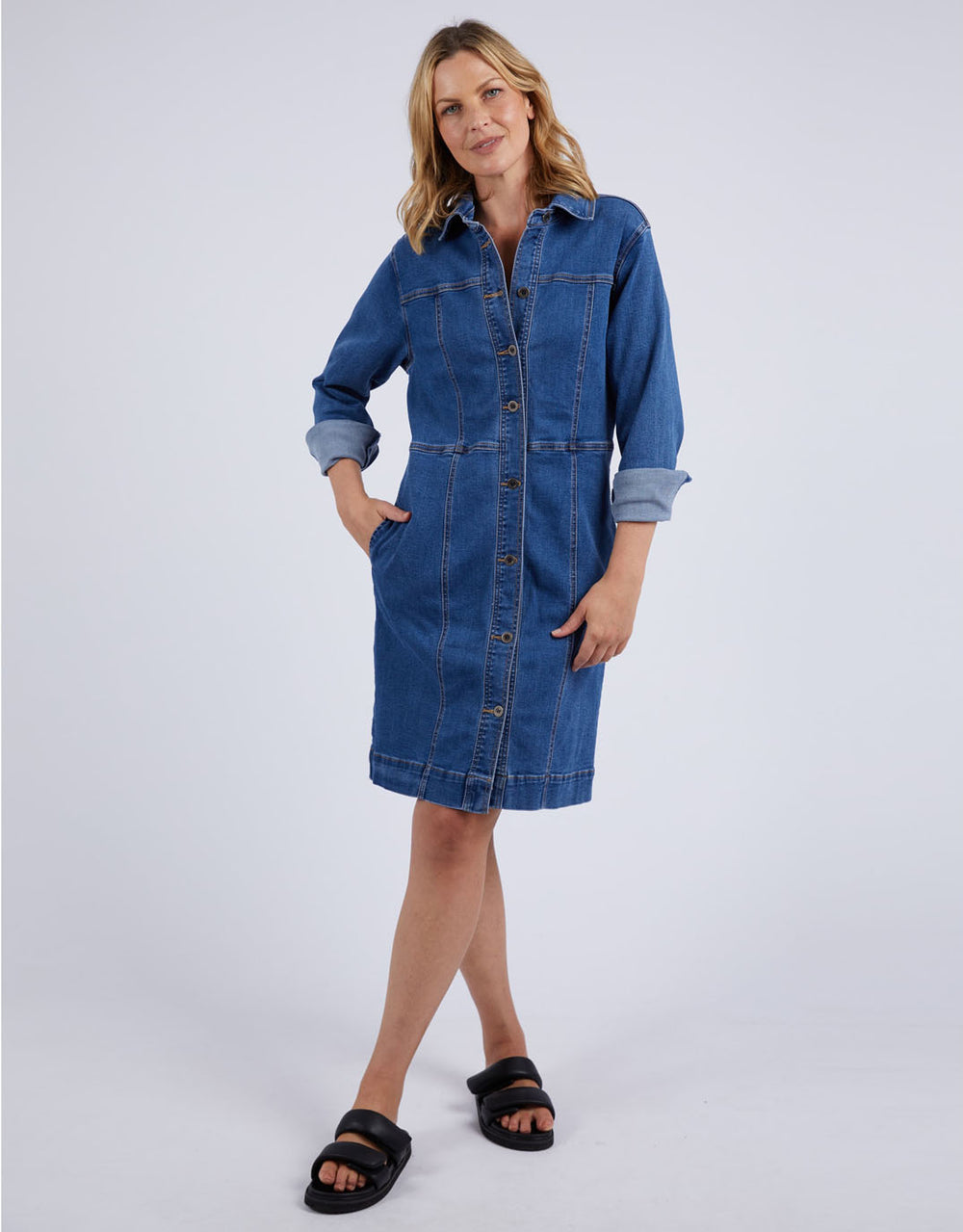 Long sleeve womens denim dress hotsell