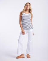 Elm - Indra Stripe Tank - White With Navy Stripe - White & Co Living Tees & Tanks