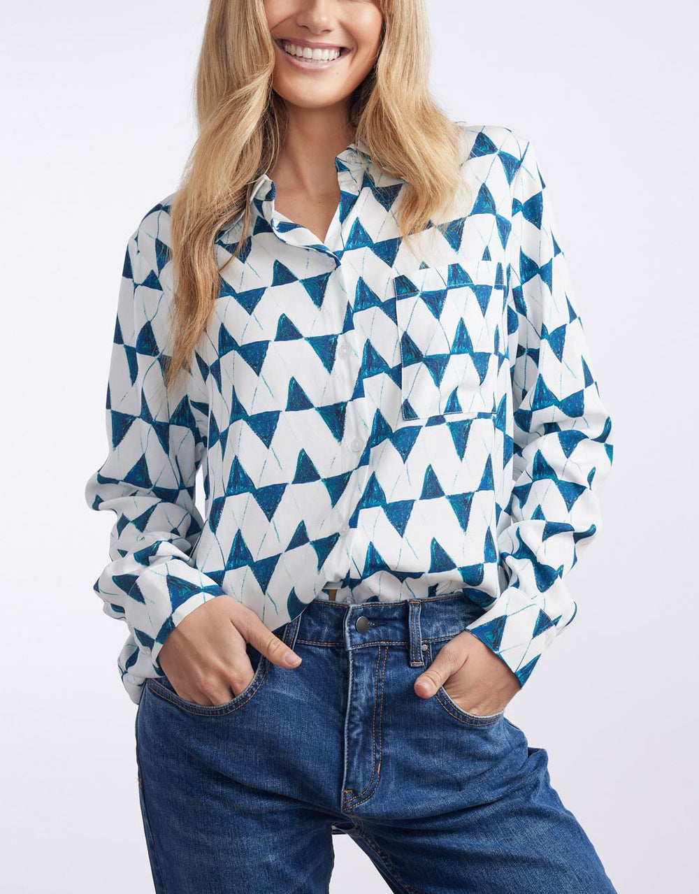 Janey Geo Shirt - Navy Geo Print