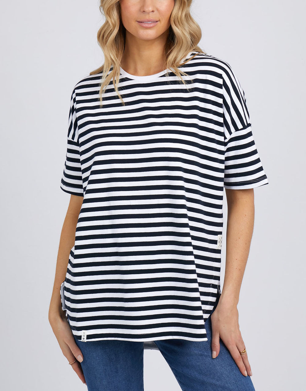 Lauren Short Sleeve Tee - Black/White Stripe