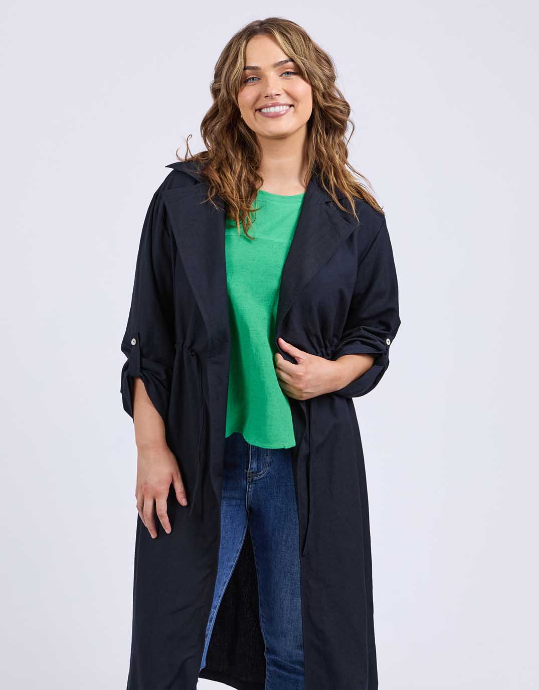 Linen Trench - Dark Sapphire