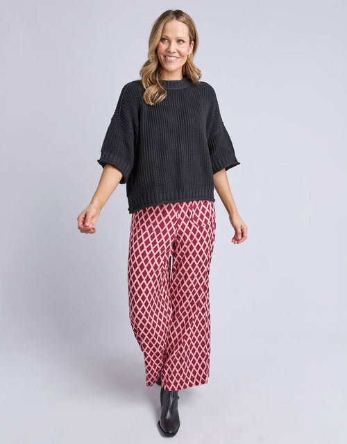 elm-luela-short-sleeve-knit-black-womens-clothing