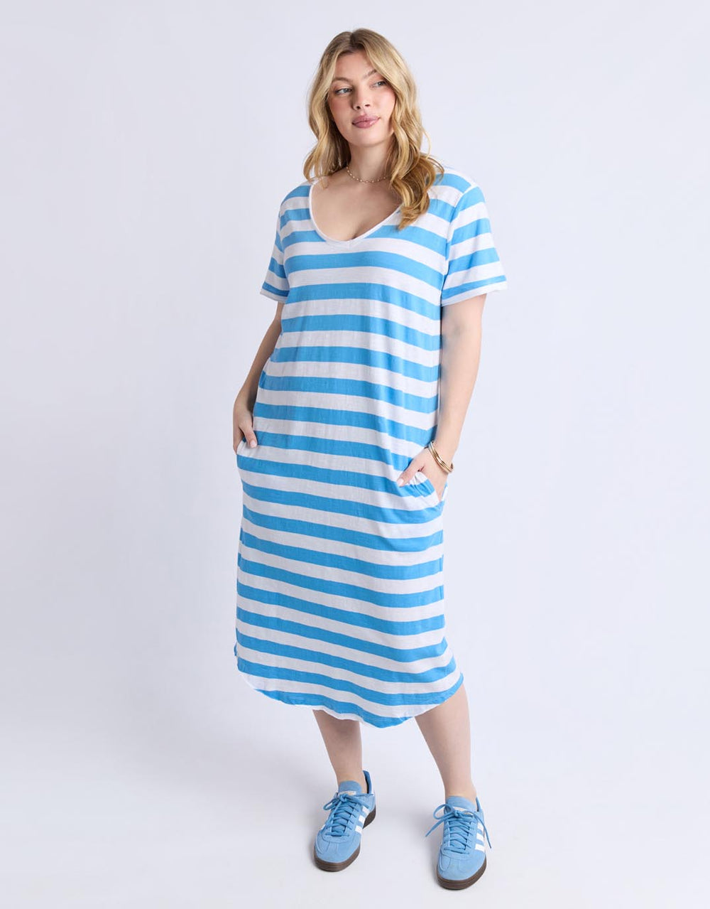Buy Maeve Midi Dress - Azure Blue & White Stripe Elm for Sale Online Australia | White & Co. Buy Maeve Midi Dress - Azure Blue & White Stripe Elm for Sale Online Australia | White & Co.